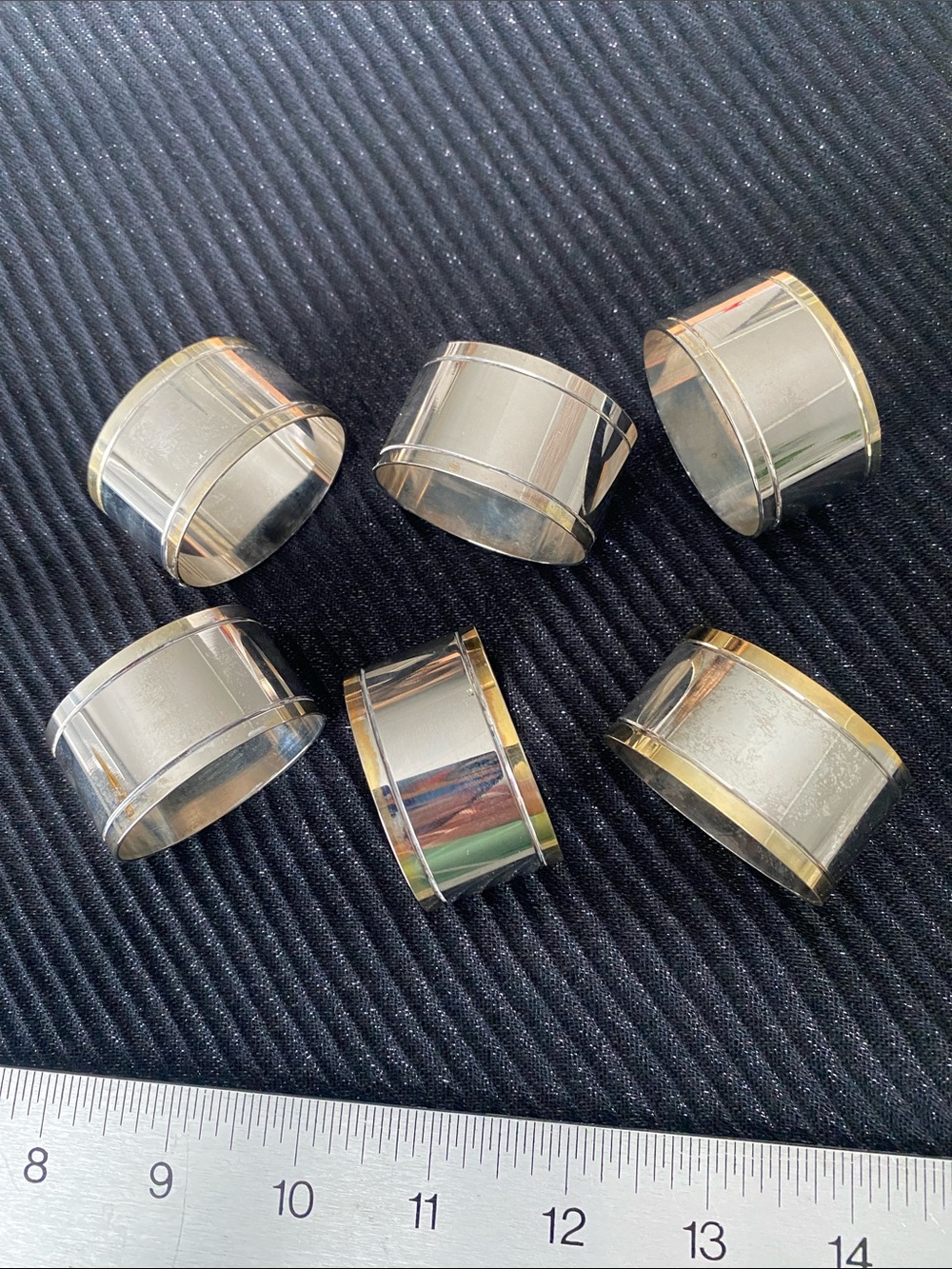 Set of 6 Black Napkin Rings with Gold Edge